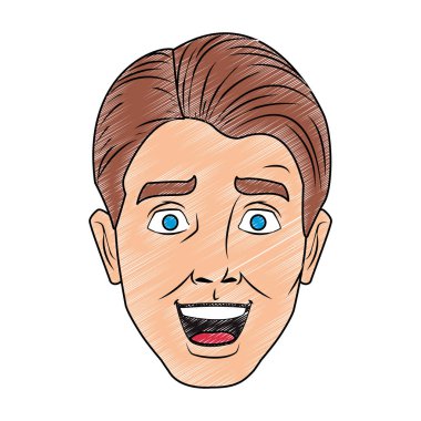 Adam yüz pop art karikatür karalama