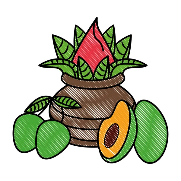 Ugadi indio elementos garabato — Vector de stock