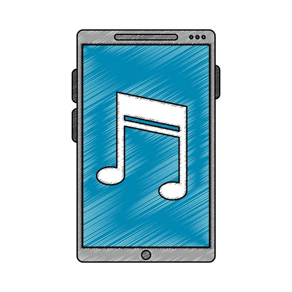 Smartphone with music scribble — Stock Vector