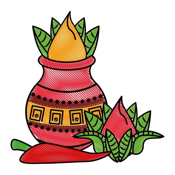 Ugadi indio elementos garabato — Vector de stock