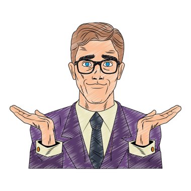 İşadamı pop art karikatür karalama