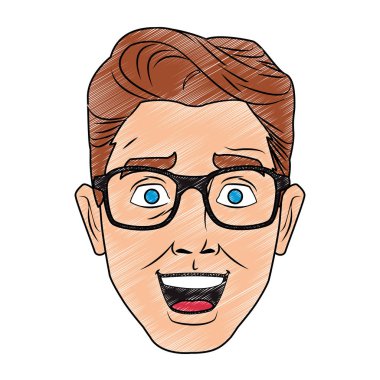 Adam yüz pop art karikatür karalama