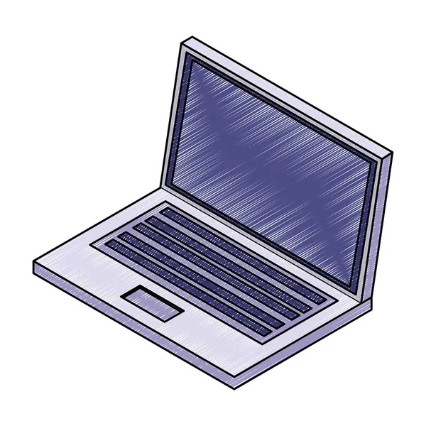 Laptop pc rabiscos isométricos — Vetor de Stock