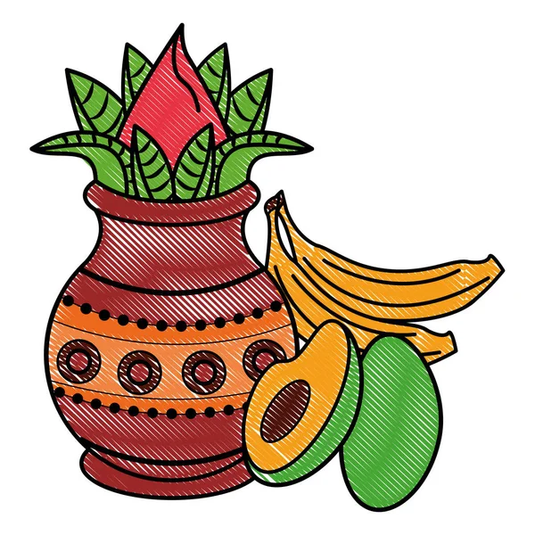 Ugadi indio elementos garabato — Vector de stock