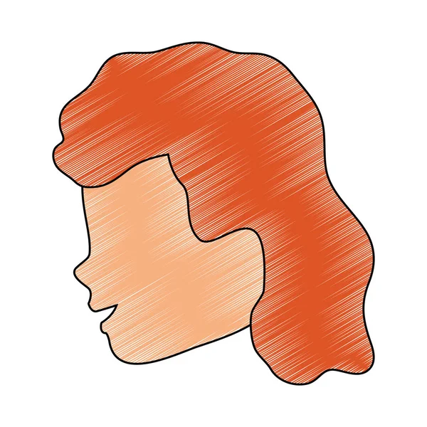 Mujer sin rostro garabato cabeza — Vector de stock