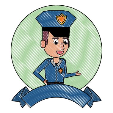 Polis ve boş kurdele afiş karalama