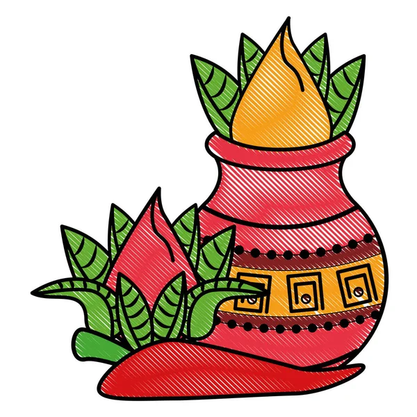 Ugadi indio elementos garabato — Vector de stock