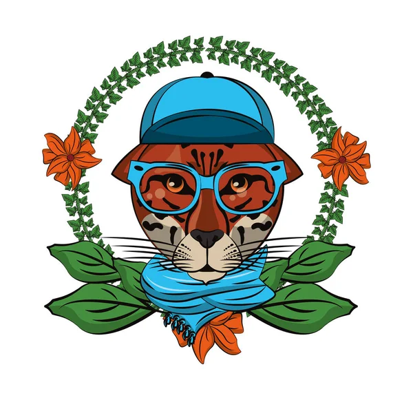 Esquisse cool visage léopard — Image vectorielle