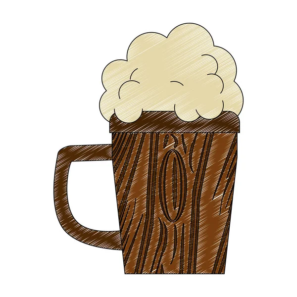 Cerveza garabato taza de madera — Archivo Imágenes Vectoriales
