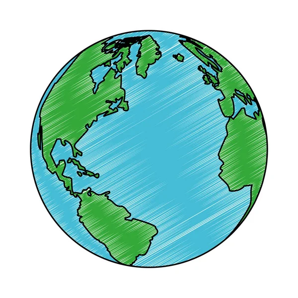 Mundo Terra símbolo rabiscar —  Vetores de Stock