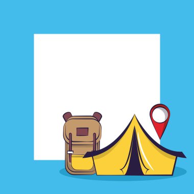 Seyahat turizm heyecan verici gezi kartı kare çerçeve arka plan