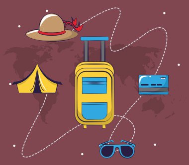 Seyahat turizm heyecan verici gezi kartı arka plan