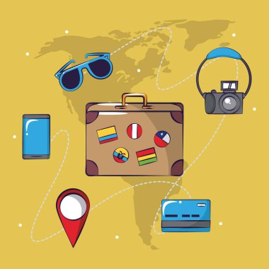 Seyahat turizm heyecan verici gezi kartı arka plan