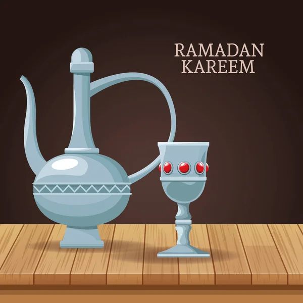 Ramadan Kareem z islamskimi symbolami — Wektor stockowy