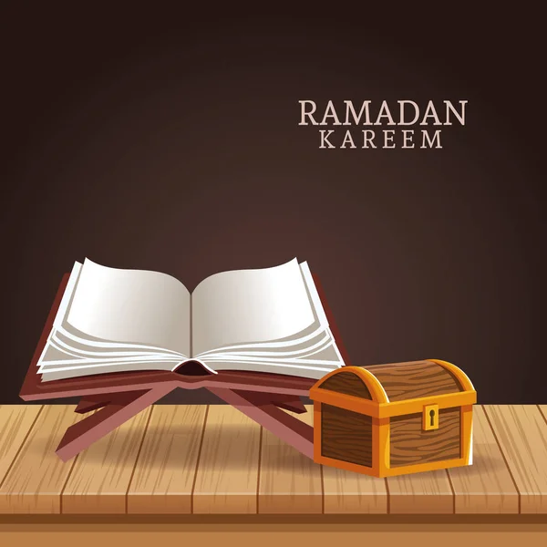 Kareem ramadán con corán y pecho — Archivo Imágenes Vectoriales