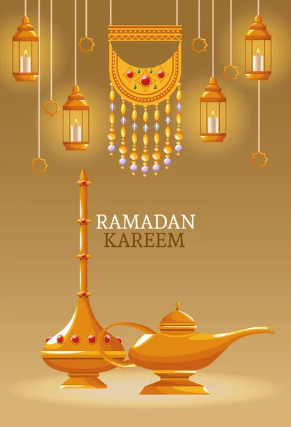 Ramadan Kareem az iszlám szimbólumok — Stock Vector