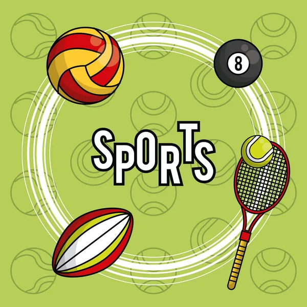 Équipement de balles de sport fond de carte dynamique — Image vectorielle