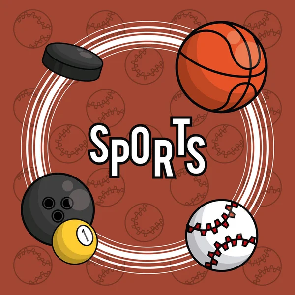 Deportes bolas equipo vibrante tarjeta de fondo — Vector de stock