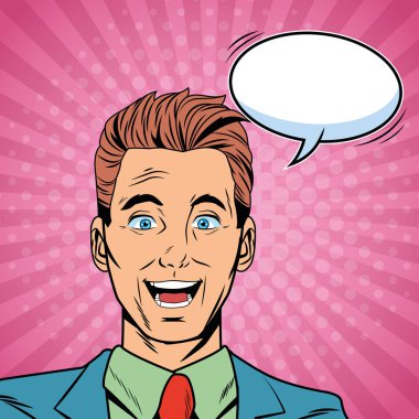 Pop art karikatür konuşan işadamı