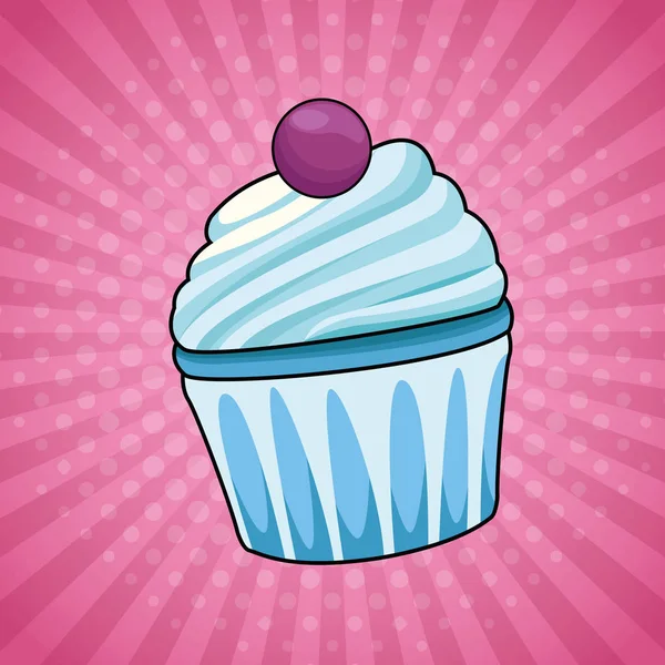 Pop art cupcake cartoon — Stock Vector