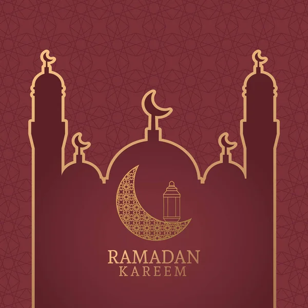 Ramadan Kareem met afnemende maan en islamitische kunst — Stockvector