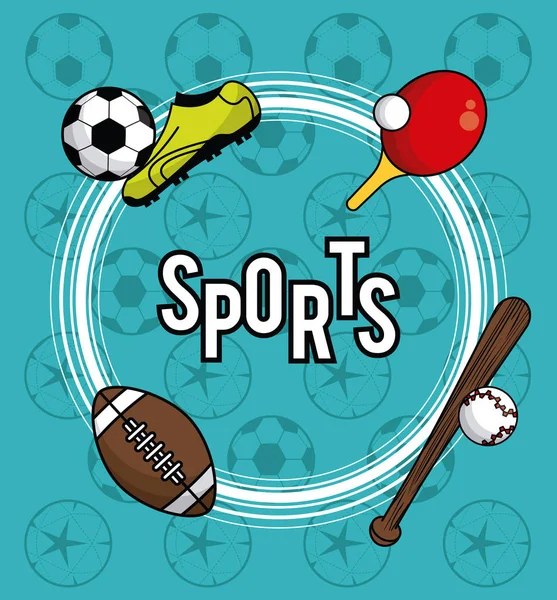 スポーツボール機器鮮やかなカードの背景 — ストックベクタ