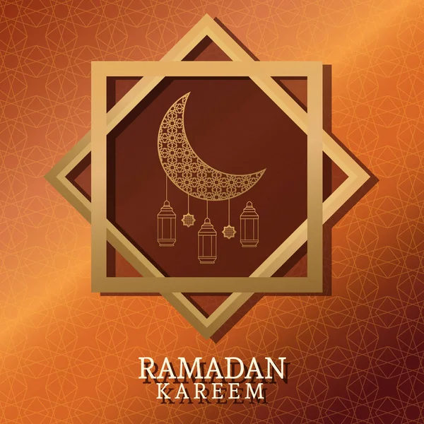 Ραμαζάνι Καρίμ με φεγγάρι και ισλαμική τέχνη — Διανυσματικό Αρχείο