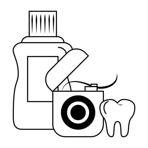 Soins dentaires santé et hygiène noir et blanc — Image vectorielle