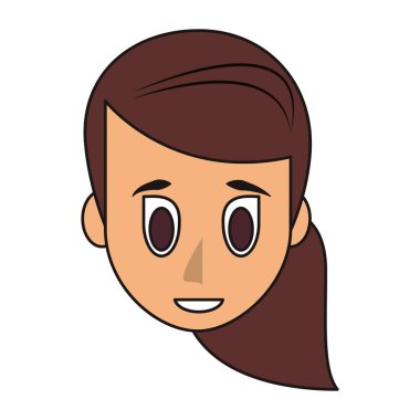 Genç kadın yüz çizgi film