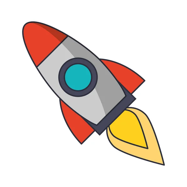 Cohete despegue dibujos animados — Vector de stock