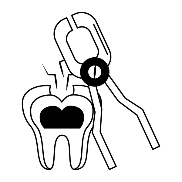 Soins dentaires santé et hygiène noir et blanc — Image vectorielle