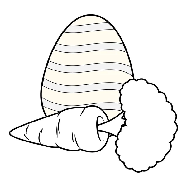 Huevo de Pascua colorido con zanahoria blanco y negro — Archivo Imágenes Vectoriales