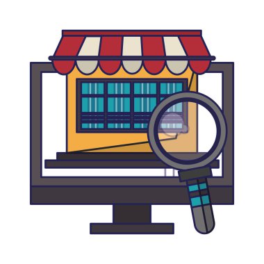 online alışveriş konsepti karikatür