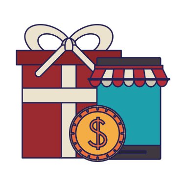 online alışveriş konsepti karikatür