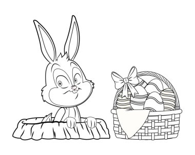 Sevimli paskalya tavşanı kutlama tavşan delik siyah ve beyaz