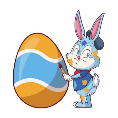 Sevimli paskalya tavşanı kutlama sanatçı boyama yumurta