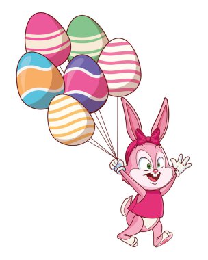 Sevimli paskalya tavşanı kutlama yumurta ballons izole