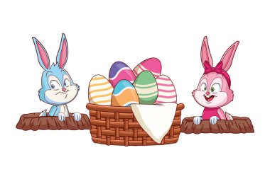 Sevimli paskalya tavşanı mutlu arkadaşlar tavşan deliği