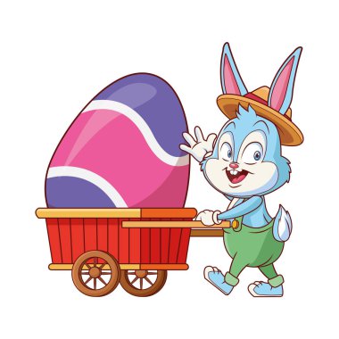 Yumurta arabası ile sevimli paskalya tavşanı kutlama