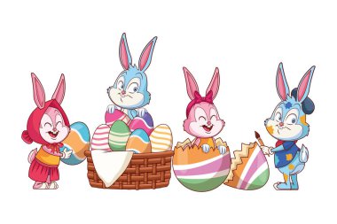 Sevimli paskalya tavşanı mutlu arkadaşlar