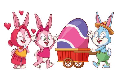 Sevimli paskalya tavşanı mutlu arkadaşlar