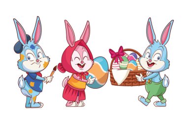 Sevimli paskalya tavşanı mutlu arkadaşlar