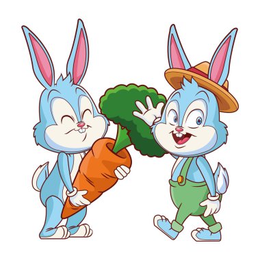 Sevimli paskalya tavşanı mutlu arkadaşlar merhaba sallayarak