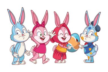 Sevimli paskalya tavşanı mutlu arkadaşlar