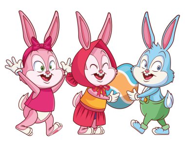 Sevimli paskalya tavşanı mutlu arkadaşlar