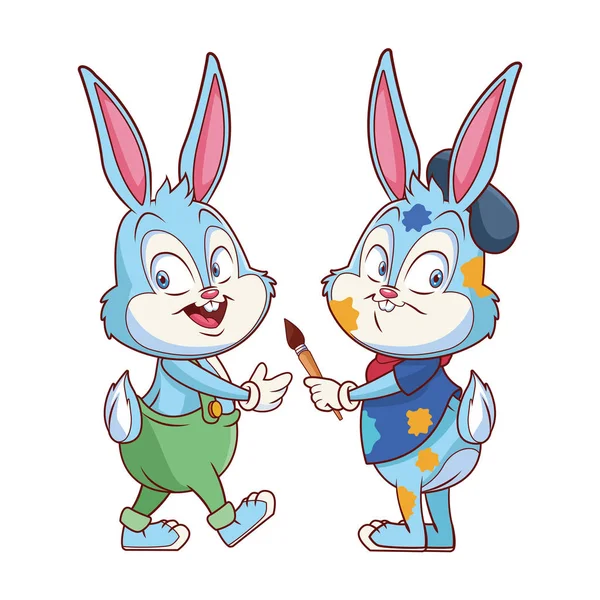 Sevimli paskalya tavşanı mutlu arkadaşlar sanatçı