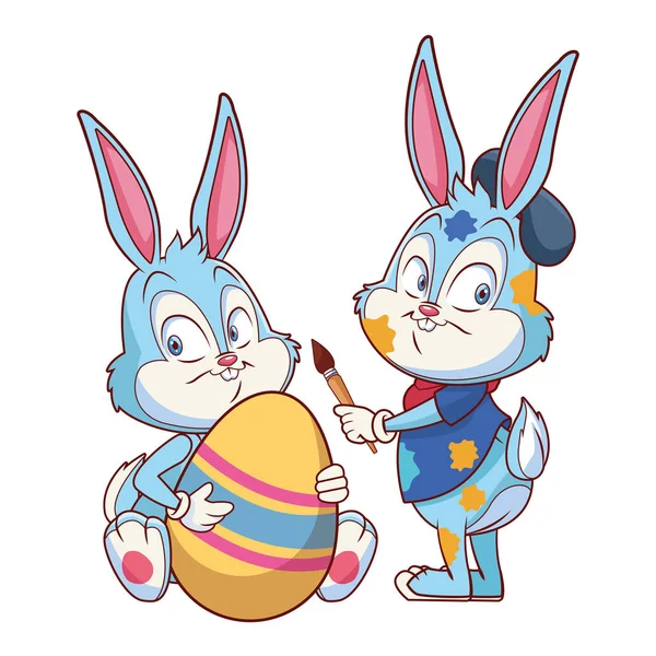 Sevimli paskalya tavşanı mutlu arkadaşlar sanatçı