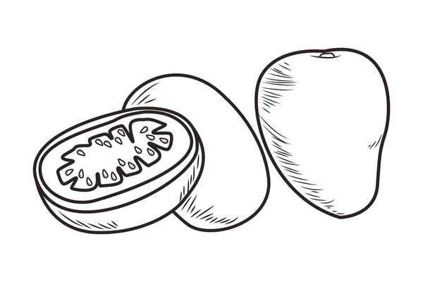 Nutrición de fruta fresca sana dibujada a mano en blanco y negro — Archivo Imágenes Vectoriales