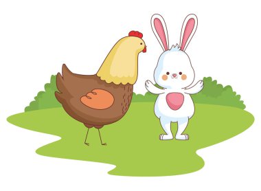 Mutlu çiftlik hayvanları karikatür