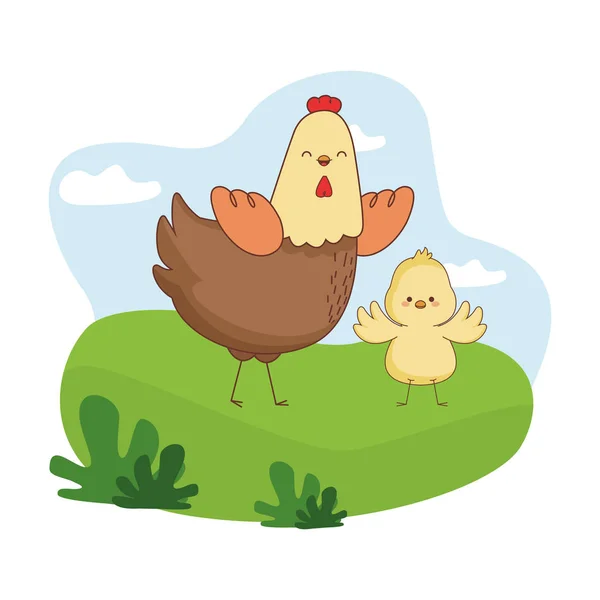 Dibujos animados animales granja feliz — Vector de stock